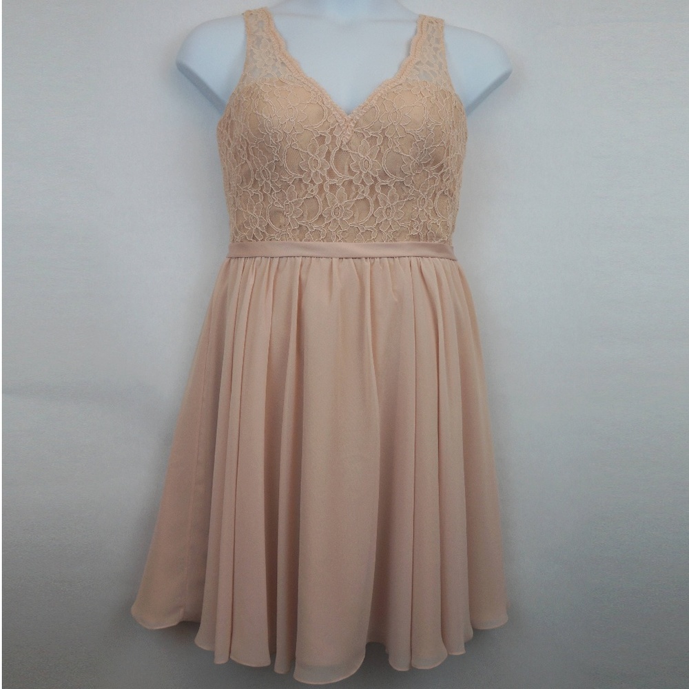 Mori Lee Lace Bodice Chiffon Bridesmaid Prom Dress